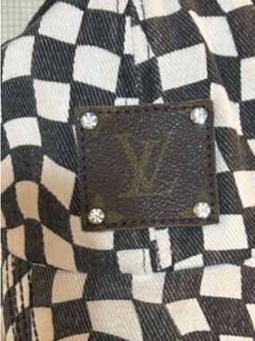 Upcycled LV C.C Black & White Checkerboard Hat & Crop Tank Top Bundle